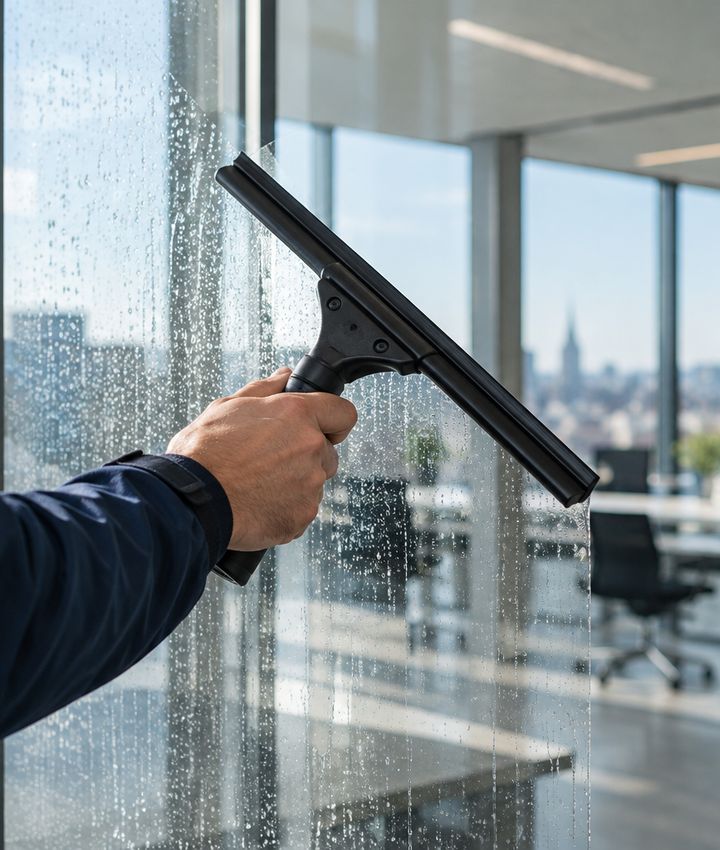 Detail einer sorgfältigen Fensterreinigung – KI-Visualisierung